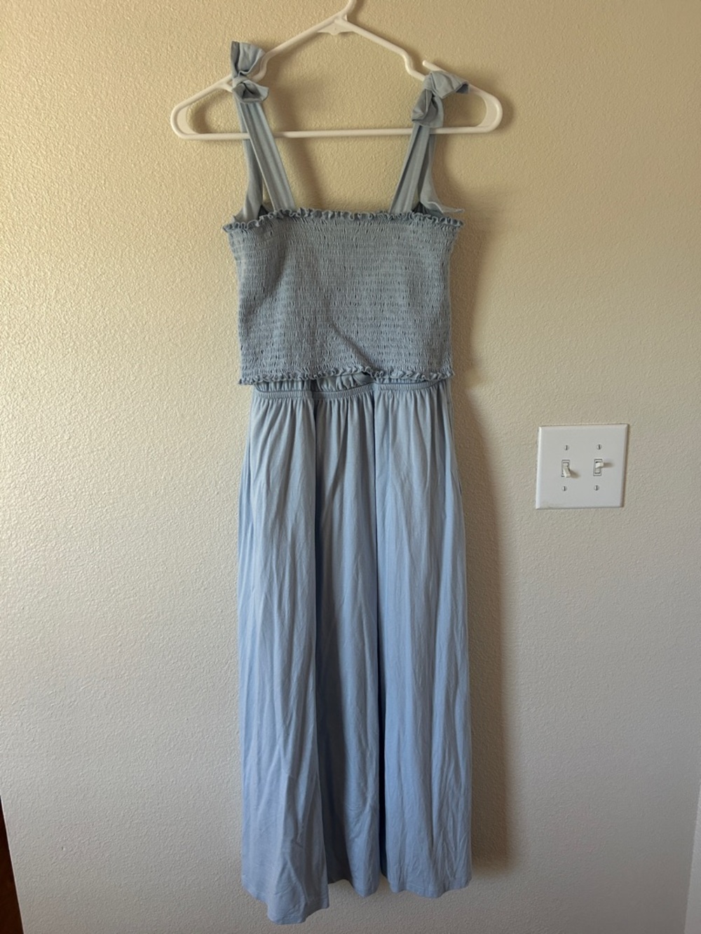 Kindred Bravely Light Blue Smocked Dress with Tie Straps for Maternity Nursing